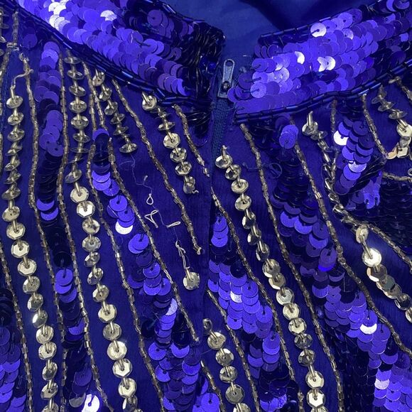 Fantasy by Lisa Kane Vintage Formal Sequin Halter Dress Festive Holiday Dress - Picture 9 of 12